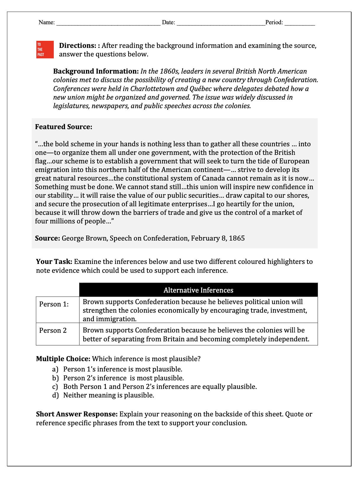 Close Reading: Brown on Confederation